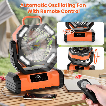 20000mAh Portable LED Camping Fan With Touch Control