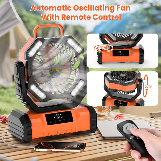 20000mAh Portable LED Camping Fan With Touch Control