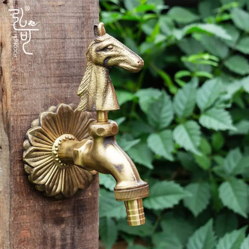 Bathroom Garden Faucet Antique Brass Kindergarden Wall Mount Animal Cold Water Faucet Basin Faucet