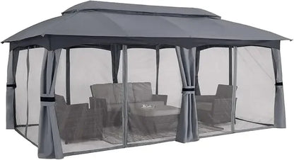 10x20 Outdoor Gazebo - Patio Gazebo with Mosquito Netting, Outdoor Canopies for Shade and Rain for Lawn, Garden, Backyard & Dec