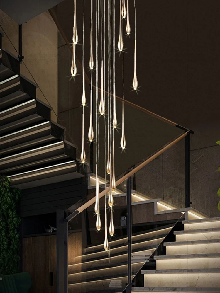 Minimalist LED Chandelier Luxurious Modern Living Room Lighting Duplex Attic Home Decoration Dining Room Staircase Pendant light