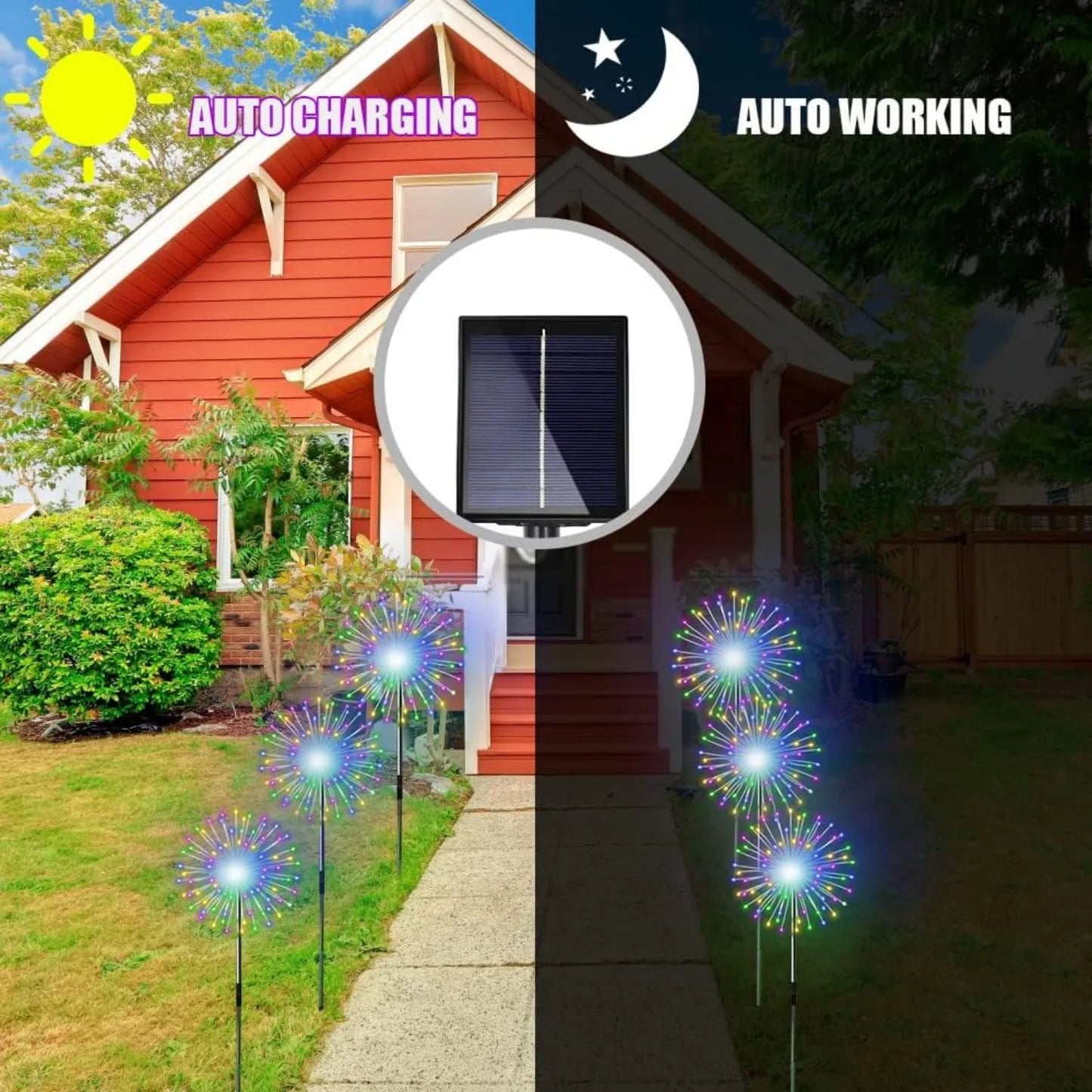 Hign-concerned Solar Firework String Lights 8 Modes Remote