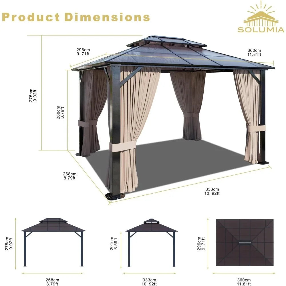 SOLUMIAM Hardtop Gazebo With Aluminum Frame And Netting