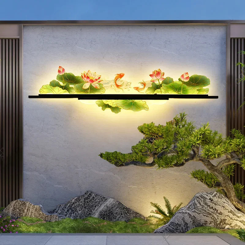 OULALA Electricity Outdoor Mural Lamp Creative Landscape Waterproof Mural Courtyard Wall Garden Communit Decoration Painting