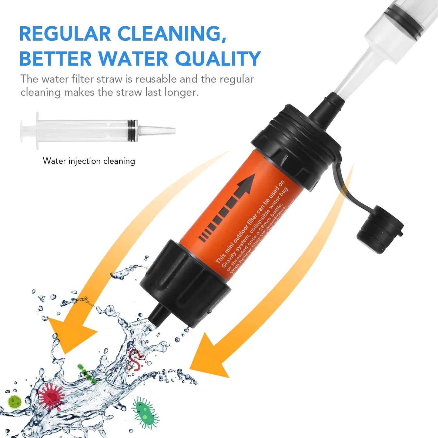 LISM Outdoor Survival Water Filter Straw for Camping and Hiking