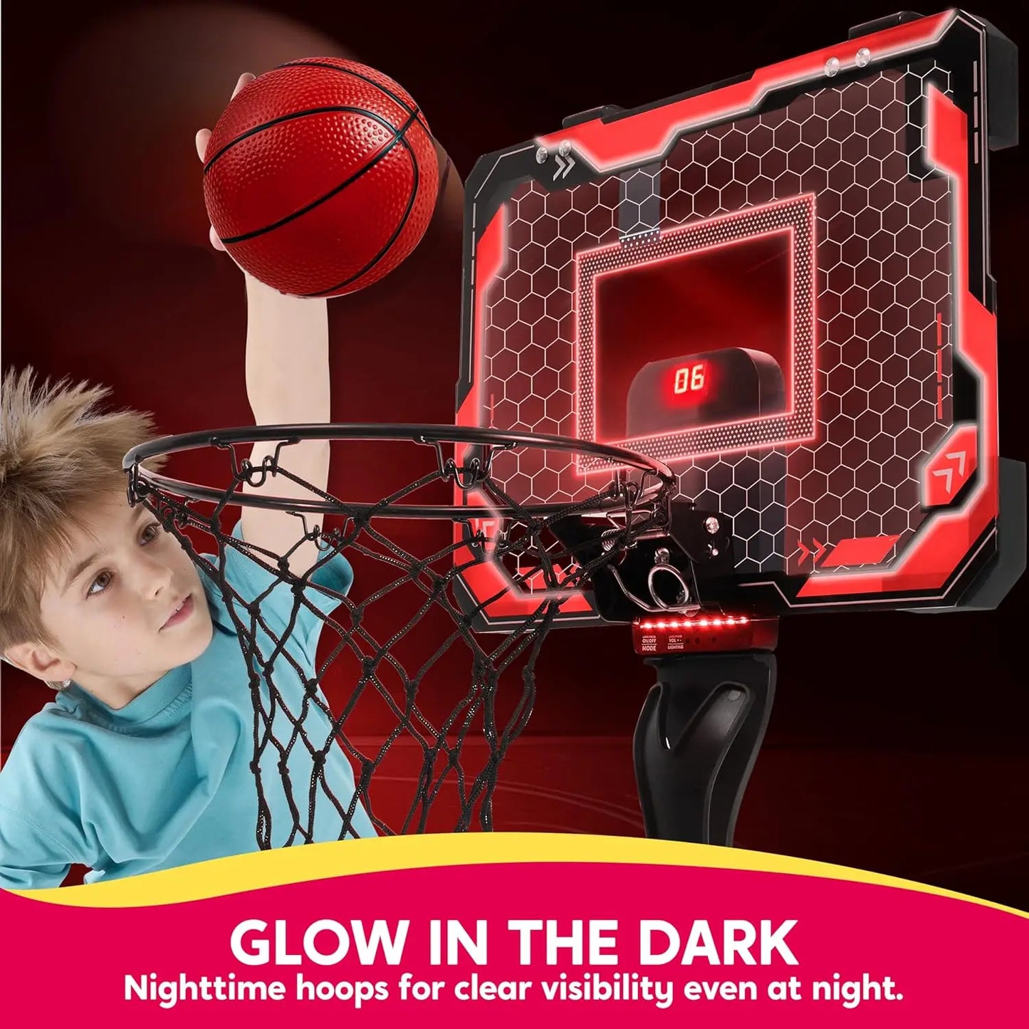 Mini Indoor Basketball Hoop With LED Light And Scoreboard