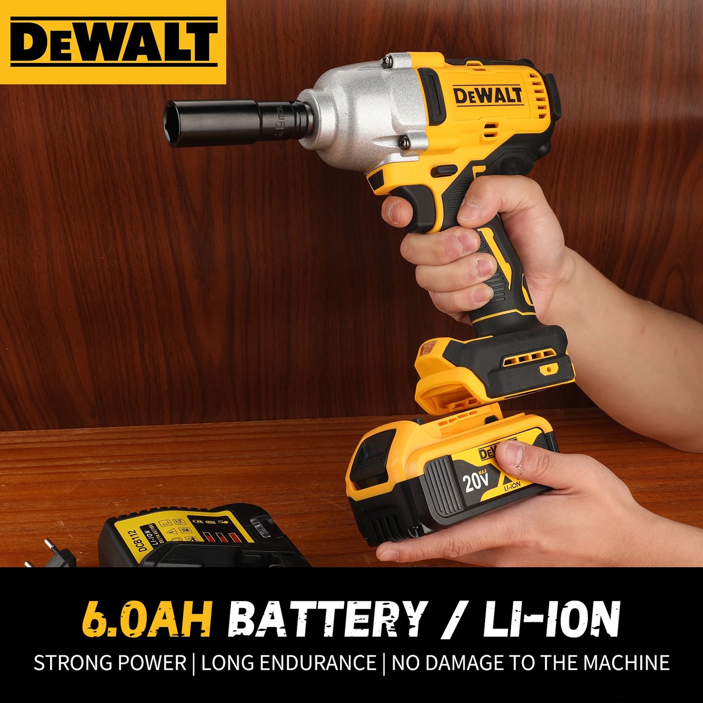 DEWALT DCB206 20V 6.0AH Rechargeable Backup Lithium Battery Packaging, Ideal for All DEWALT 20V Power Tools,Ensuring Performance