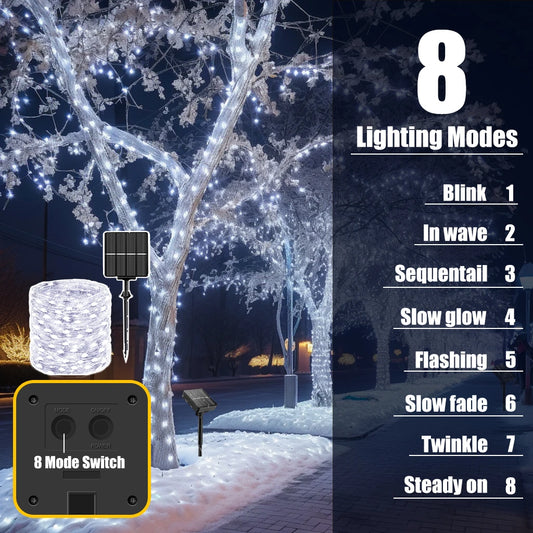 IRILUCN Solar String Fairy Lights Outdoor Christmas Garland Waterproof