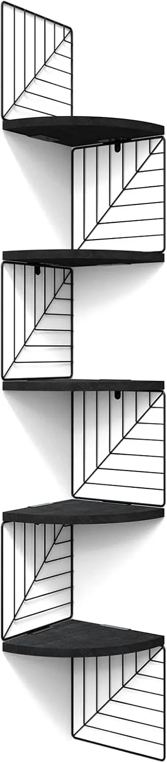 Hign-concerned Rustic 5 Tier Corner Wall Shelf Mount