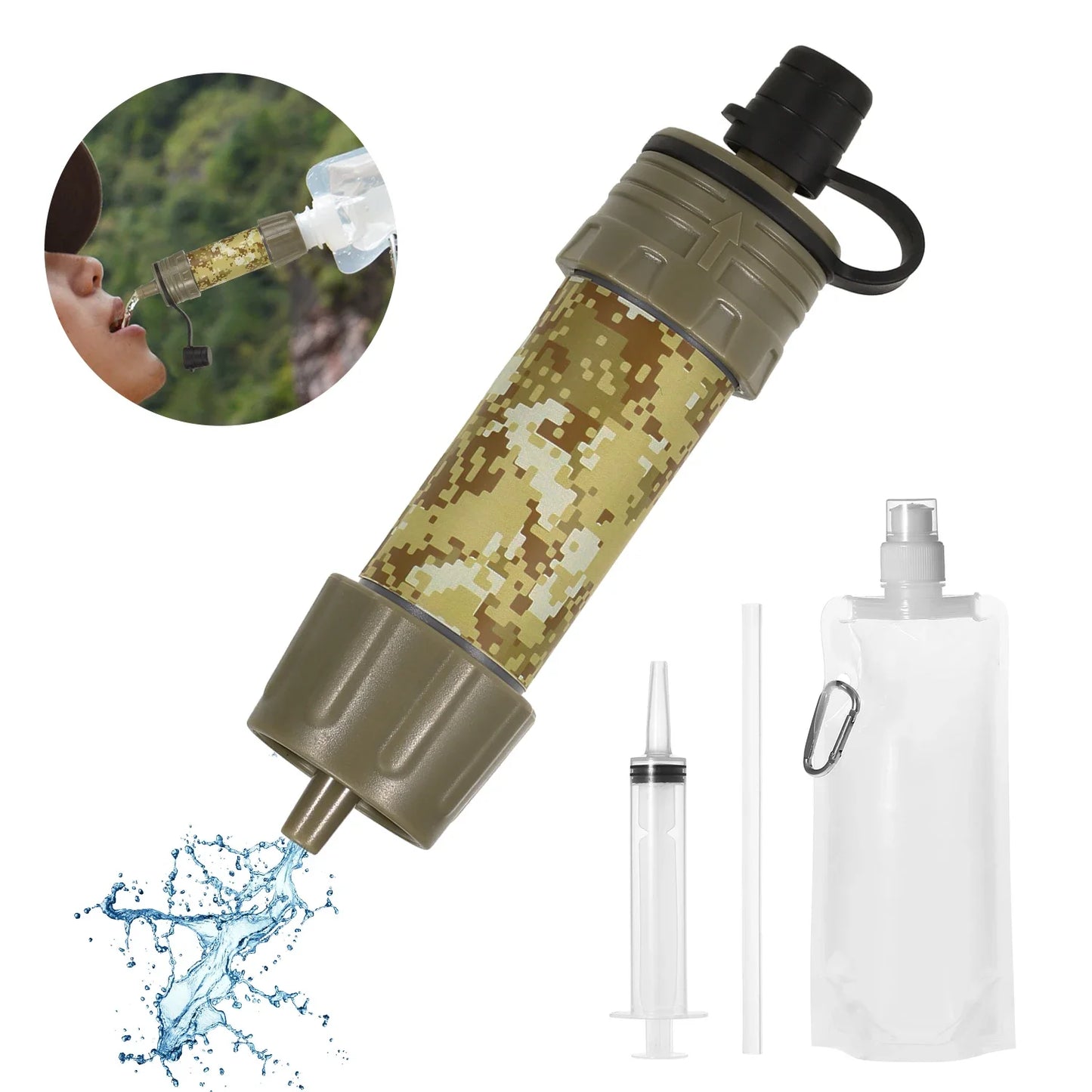 LISMHign-concerned Outdoor Survival Water Filter Straw Kit