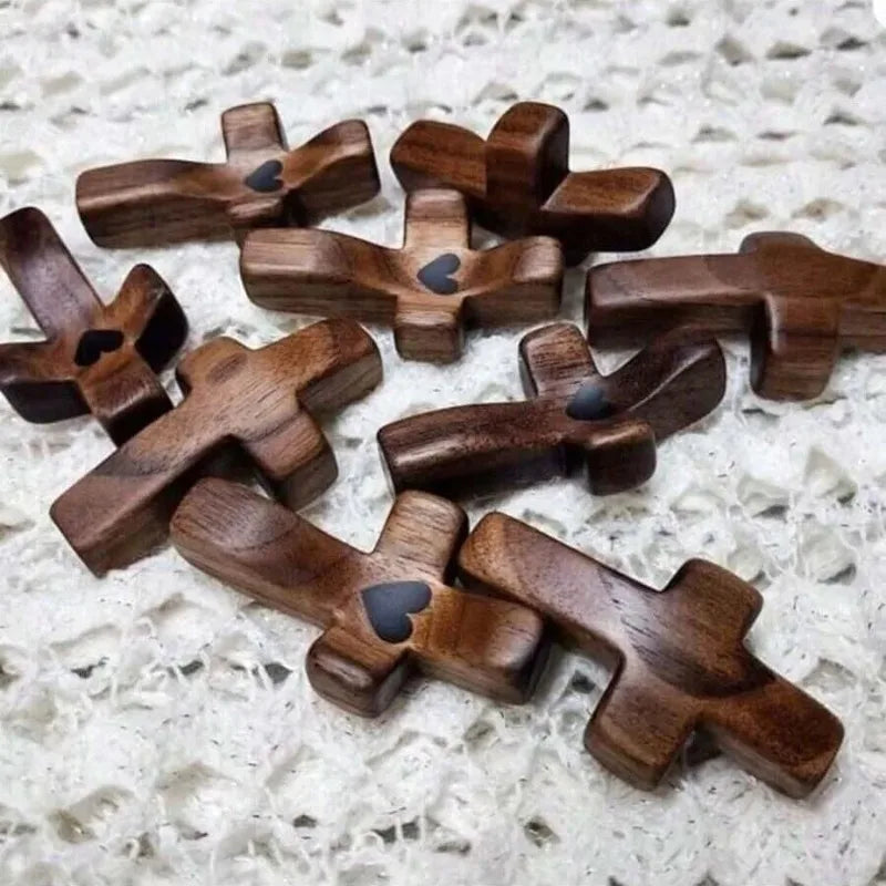 Home Decor 1-3Pcs Wooden Cross Decorations, Cross Fidget for Anxiety Relief, Multi-functional Spiritual Symbols for Home Office