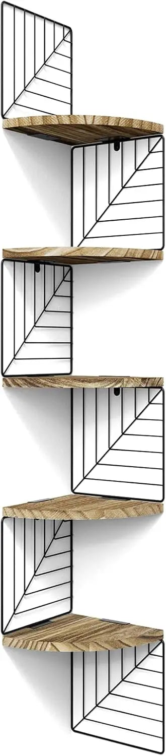 Hign-concerned Rustic 5 Tier Corner Wall Shelf Mount