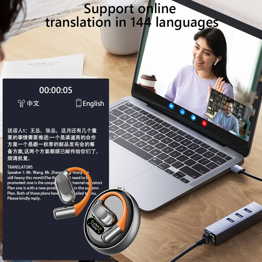 Translation Earbuds Real Time 144 Languages Language Translator Earbuds Translation Headphones for Travel Business and Learning