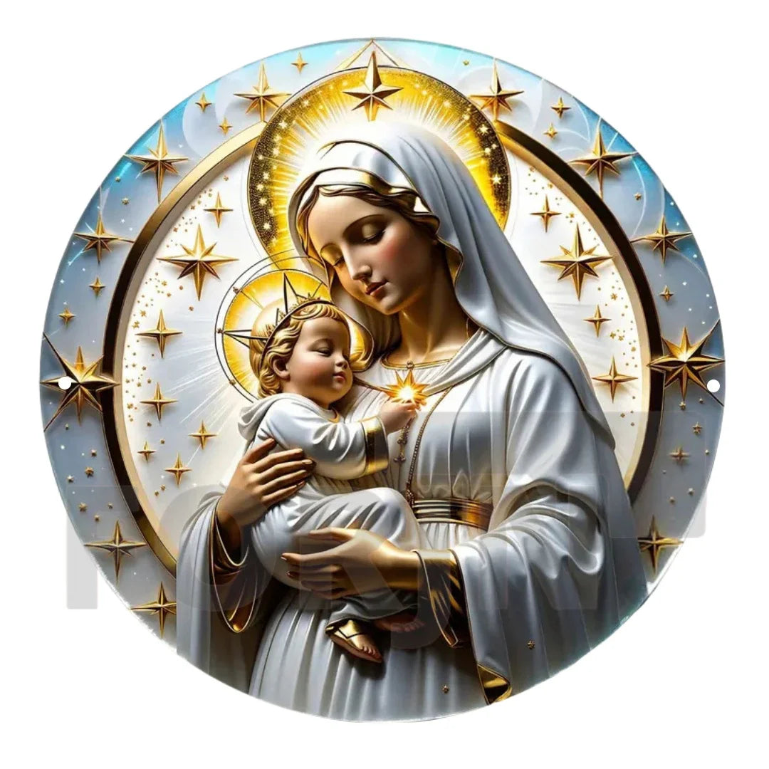 2D "Nativity" Christmas Themed Art Wreath Round Metal Sign,Home,room,Cafe, Farmhouse Office Wall Decor,Jesus Enthusiasts's Gift