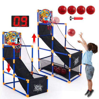 LED Scoring Arcade Basketball Game With Adjustable Height Stand 4 Balls