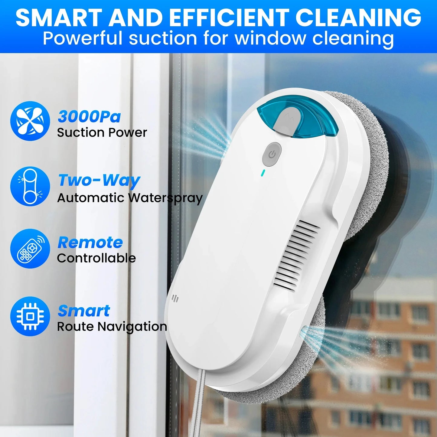 INSE Window Cleaning Robot With Automatic Water Spray Remote Control
