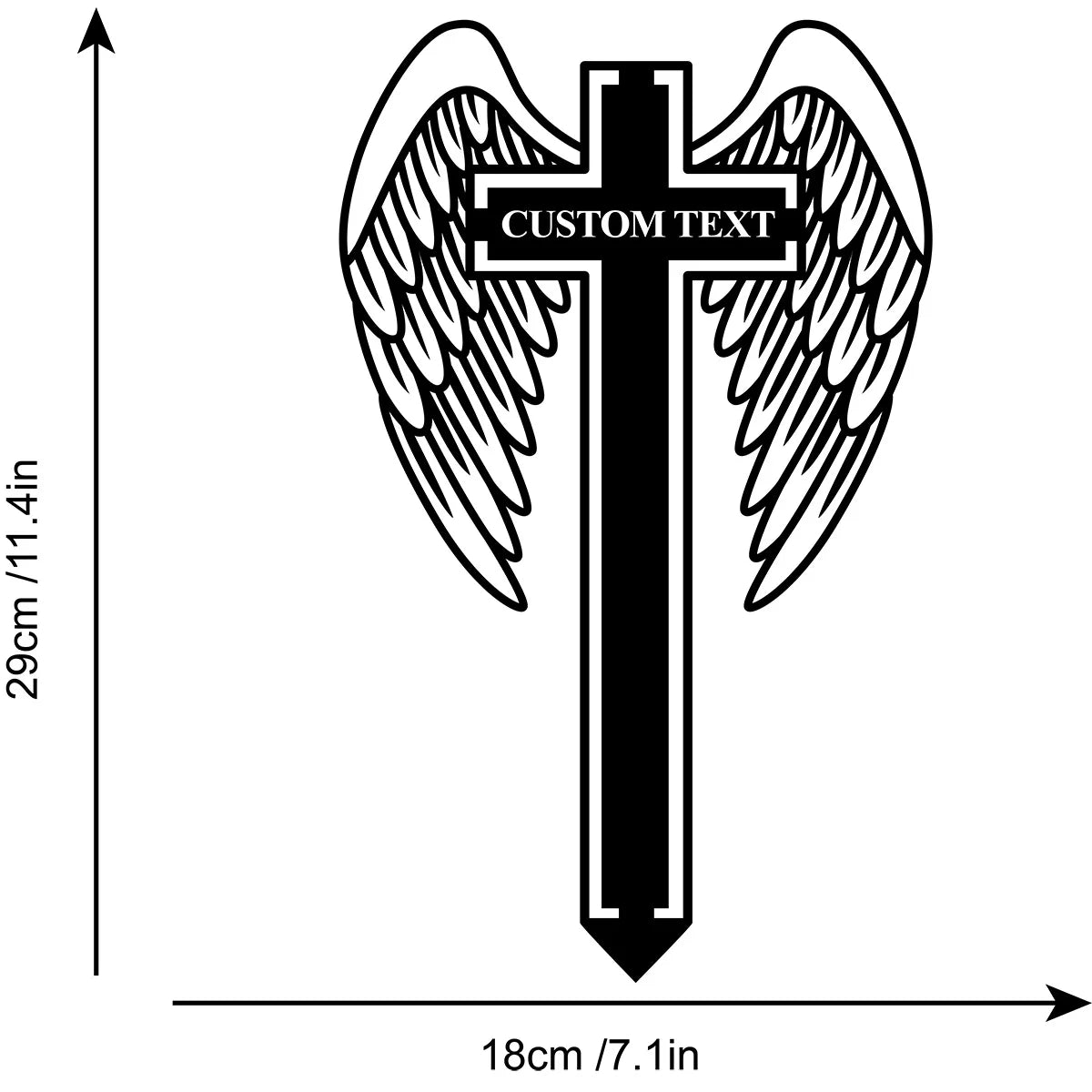 Custom Personalized Cross With Angel Wings Memorial Metal Stake, Sympathy Sign, Grave Marker, Remembrance Stake, Garden Decor