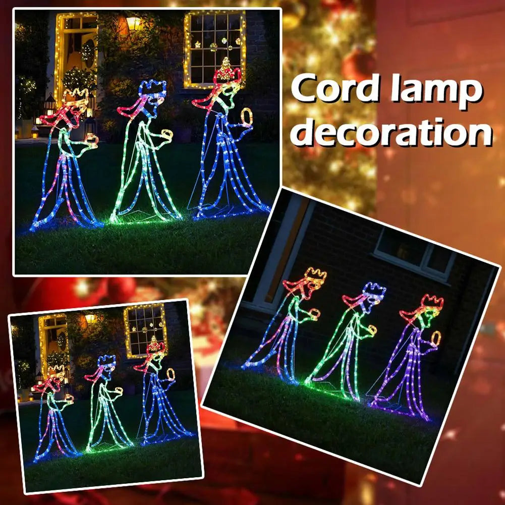 Outdoor Christmas LED Three 3 Kings Silhouette Motif Rope Light Decoration for Garden Yard New Year Christmas Decoration Party