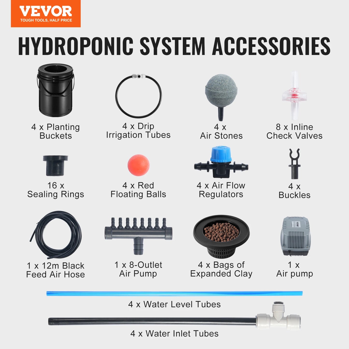 SucceBuy DWC Hydroponics Grow System Top Drip Kit Air Pump