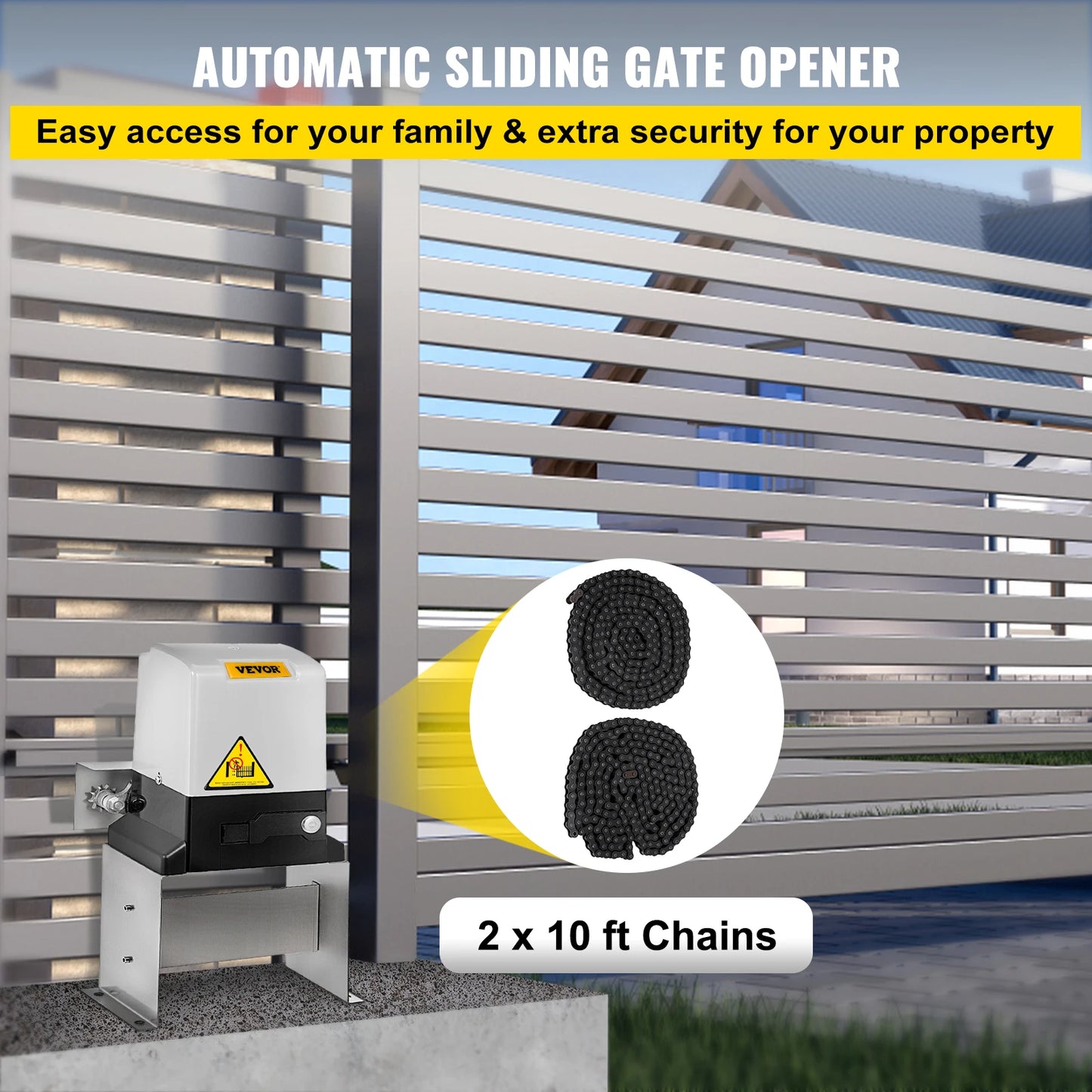 Electric Gate Opener for Sliding Gates with Two Remotes