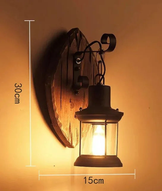 Retro Wooden Wall Lamp for Living Room Wood LED Sconces Cafe Bar Bedroom Bedside Industrial Style Home Decor Wall Light Fixtures
