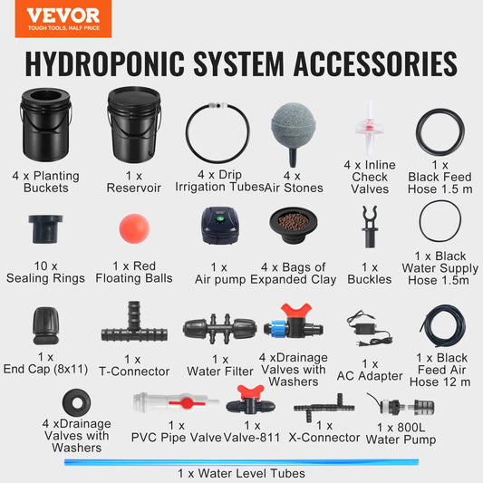 SucceBuy DWC Hydroponics Grow System Top Drip Kit Air Pump