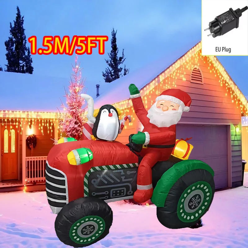 Outdoor Christmas Decorations Inflatable Toys Model Santa Vehicles Built-in LEDs Party New Year Ornament Xmas Garden Decor Props