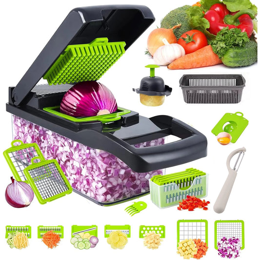 16 x 1 Kitchen professional chopper-type slicer, multifunctional food chopper, blade vegetable chopper, kitchen utensils