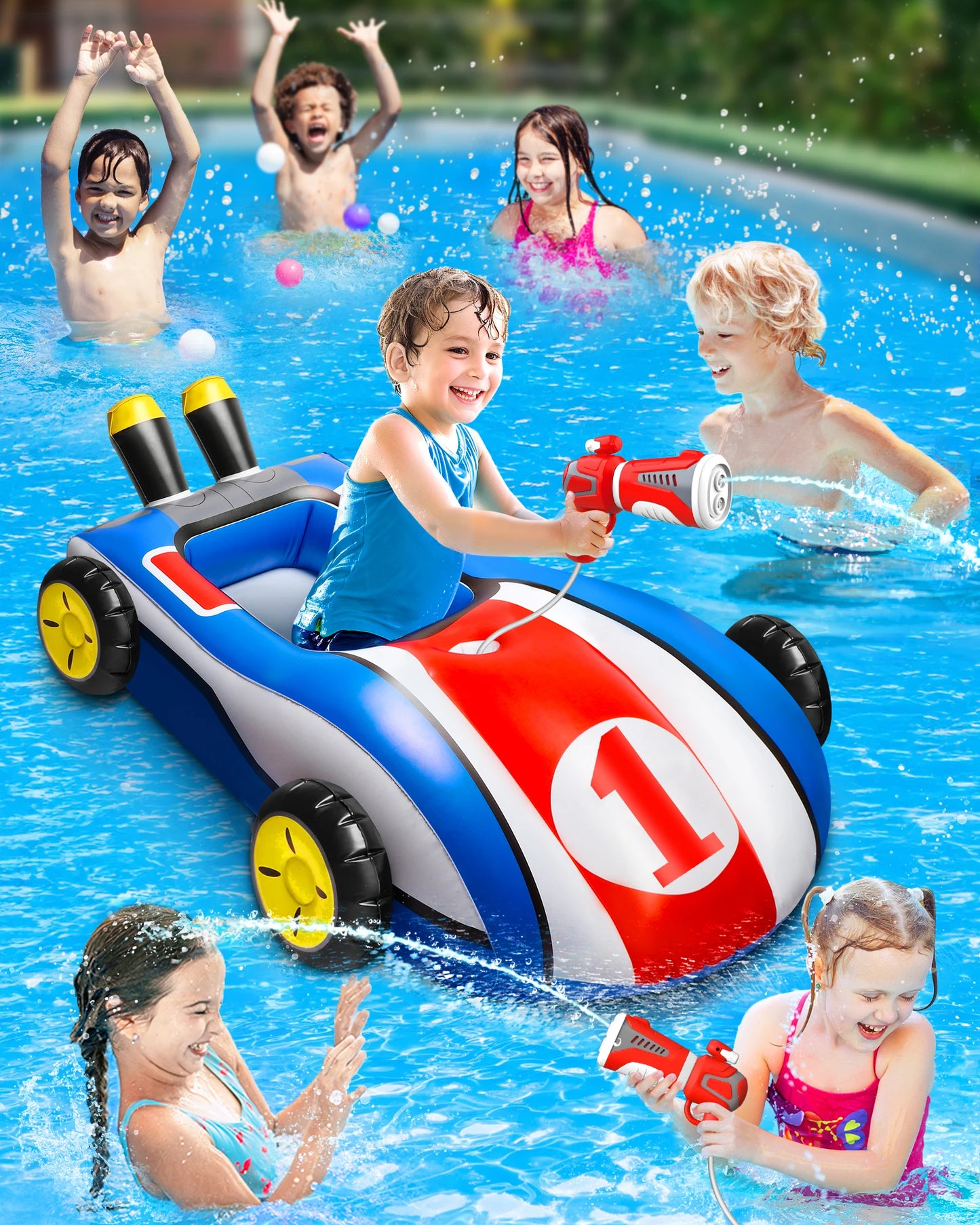 Misty's Garden Inflatable Pool Float Ride On Toy Water Gun