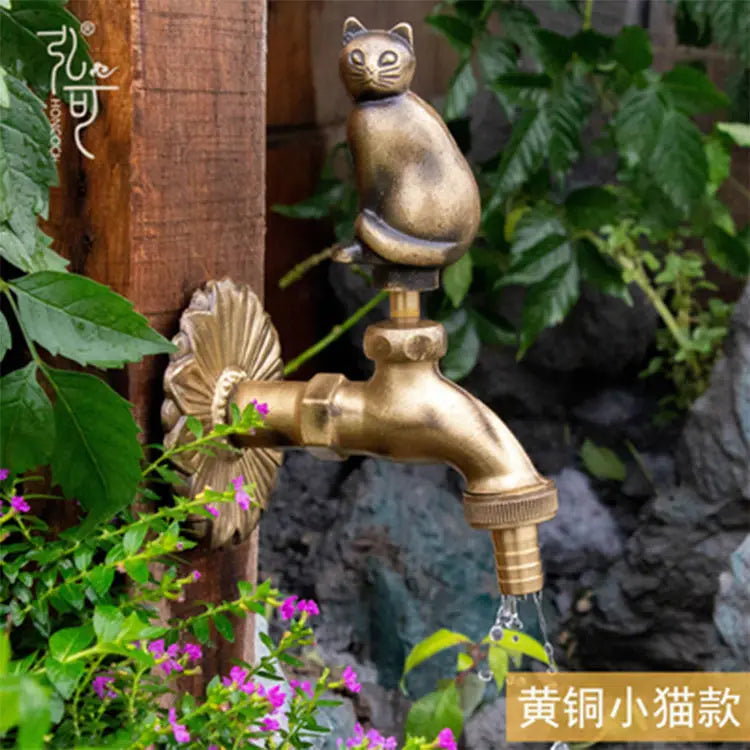 Bathroom Garden Faucet Antique Brass Kindergarden Wall Mount Animal Cold Water Faucet Basin Faucet