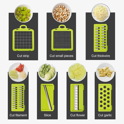 16 x 1 Kitchen professional chopper-type slicer, multifunctional food chopper, blade vegetable chopper, kitchen utensils