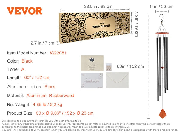 Wind Chimes for Outside Deep Tone Unique Outdoor Decor Patio Porch Garden