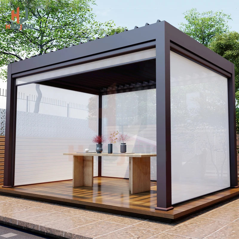 Outdoor Garden Gazebo Sun Room Waterproof Aluminum Pavillion 4x3 3x6 Electric Metal Louvred Pergola Bioclimatica roof Customized