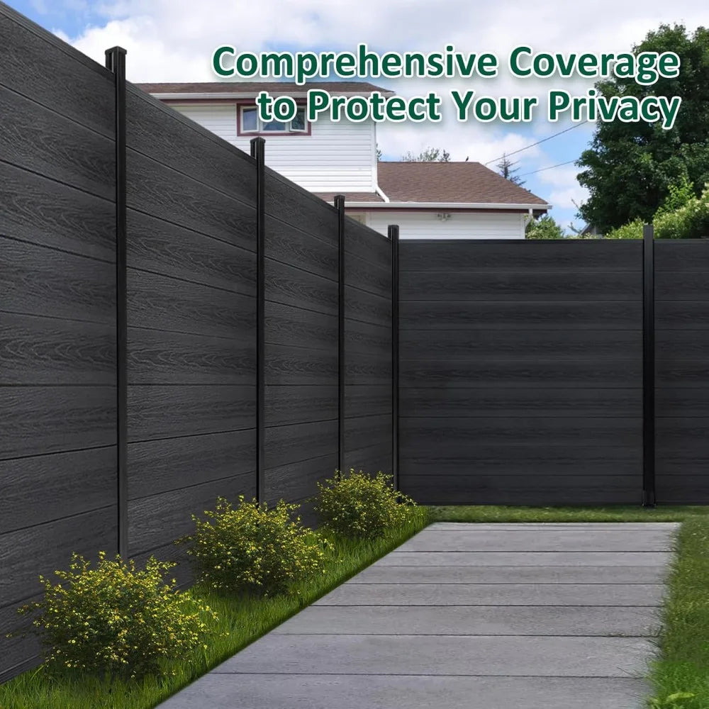 Wood Plastic Composite Privacy Fence Panel With Two Posts
