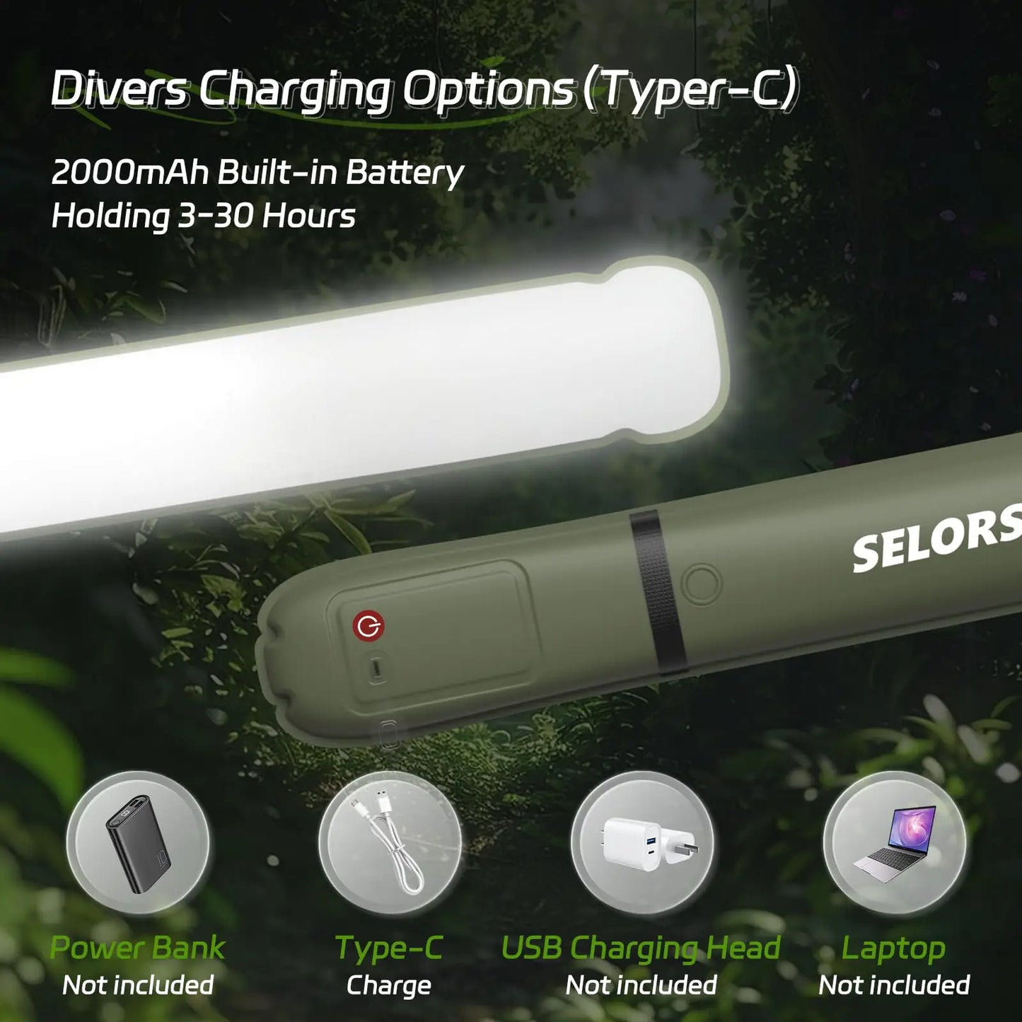 SLEROSS Rechargeable Waterproof Tent Spotlight For Outdoor Camping