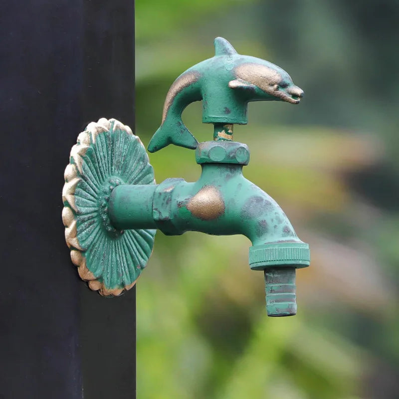 Bathroom Garden Faucet Antique Brass Kindergarden Wall Mount Animal Cold Water Faucet Basin Faucet