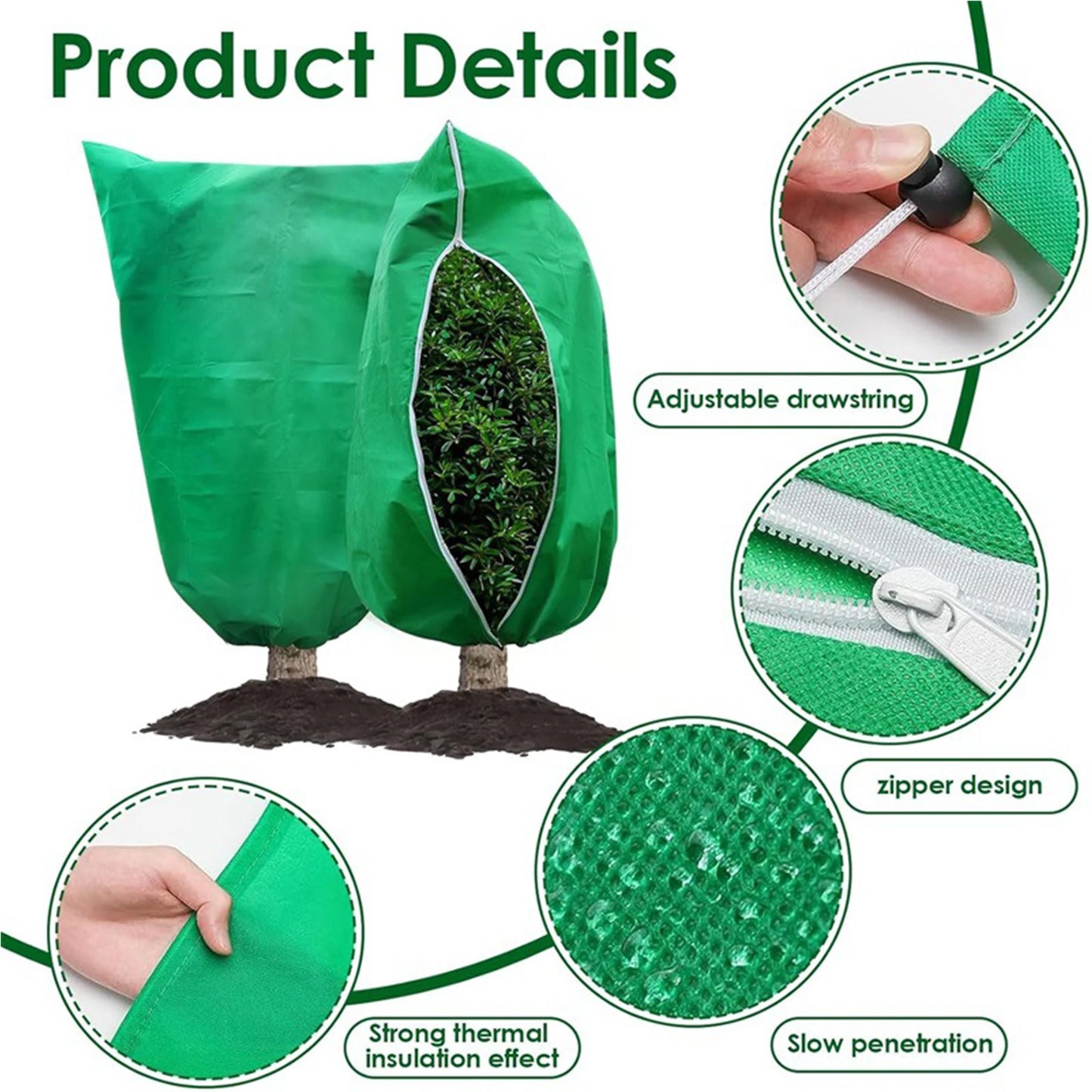 Tree Covers with Drawstring Plant Frost Blanket Plant Protection Covers Bags Fabric for Outdoor Garden Potted Plant Shrub