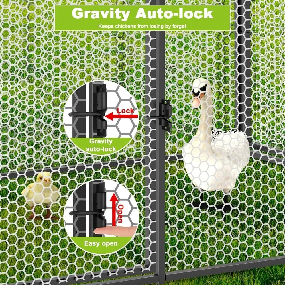 Garden Furniture  Large Metal Chicken Coop Chicken Run with Cover for 10-12 Chickens 120"×40"×40" 、Cage Hen House Outdoor