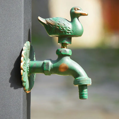 Bathroom Garden Faucet Antique Brass Kindergarden Wall Mount Animal Cold Water Faucet Basin Faucet
