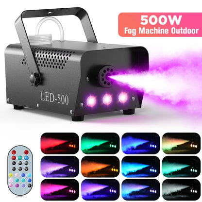 500W Smoke Machine With LED Fog Effects And Remote Control