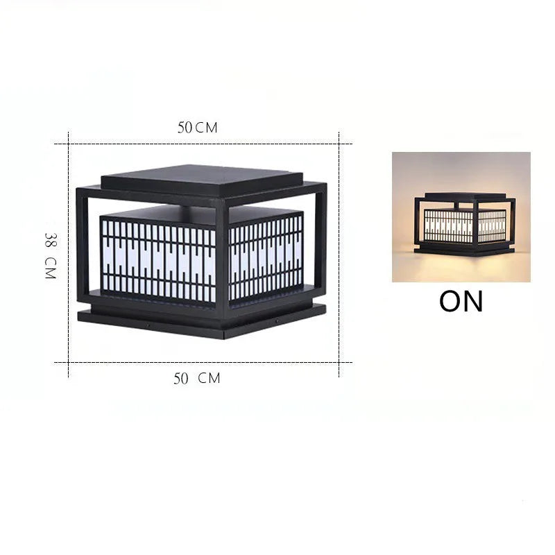 Outdoor LED Lawn Solar Lamp 85~265V Lmitated Marble Square Pillar Light 3 Color Dimmable Remote Control Steet lamp Adorn