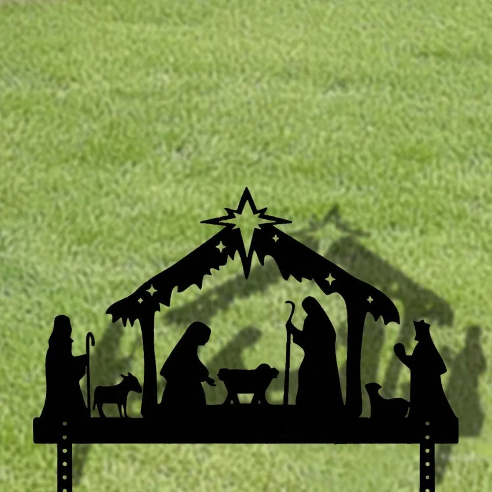 Nativity Scene Outdoor Garden Decor - Holy Night Christmas Projection Ornament, Religious Holiday Figurines & Festive Light-Up