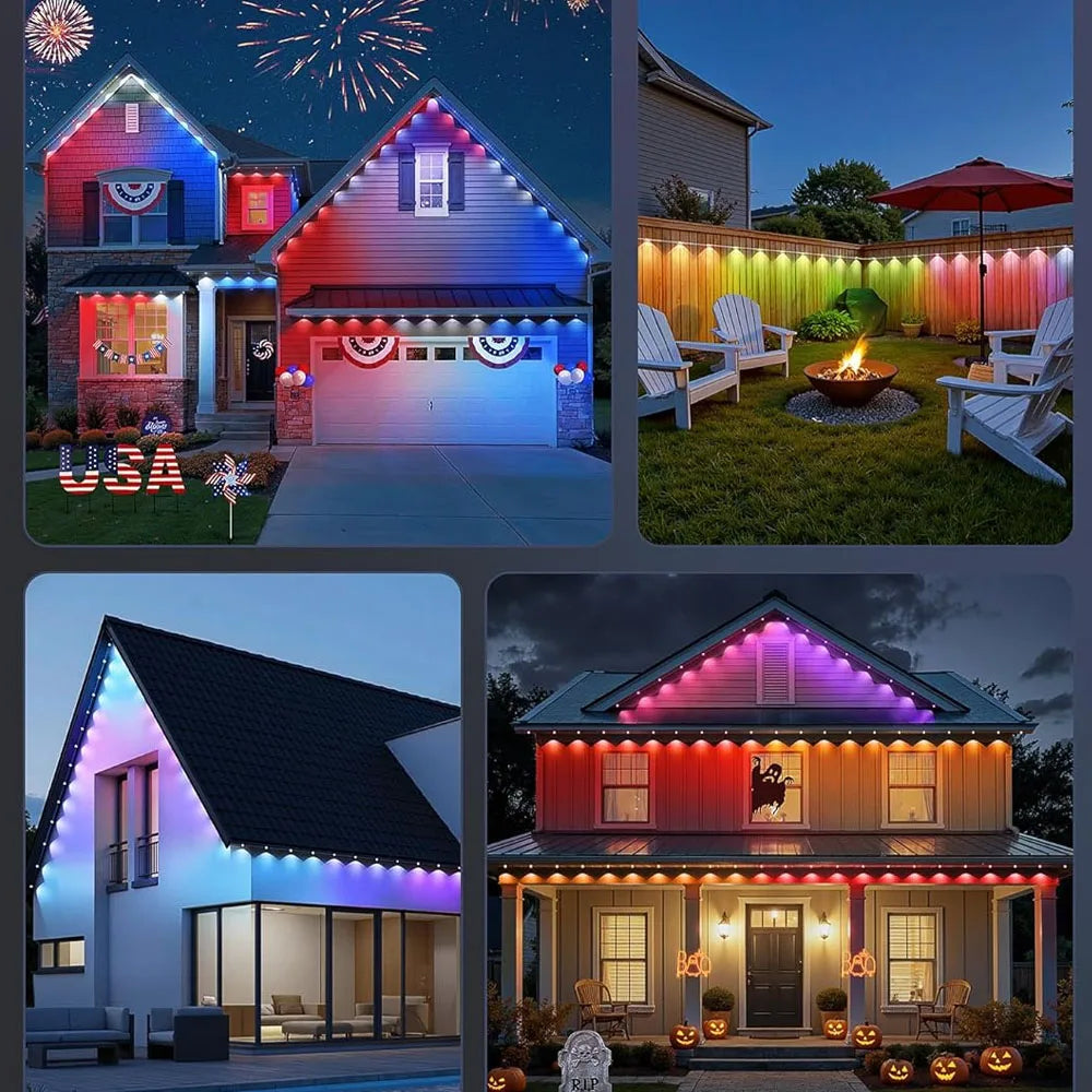 90m/295ft 180LED Smart Rainbow Led Permanent Outdoor Light RGBIC Christmas Light,App & Remote Control,IP67 Waterproof Home Decor