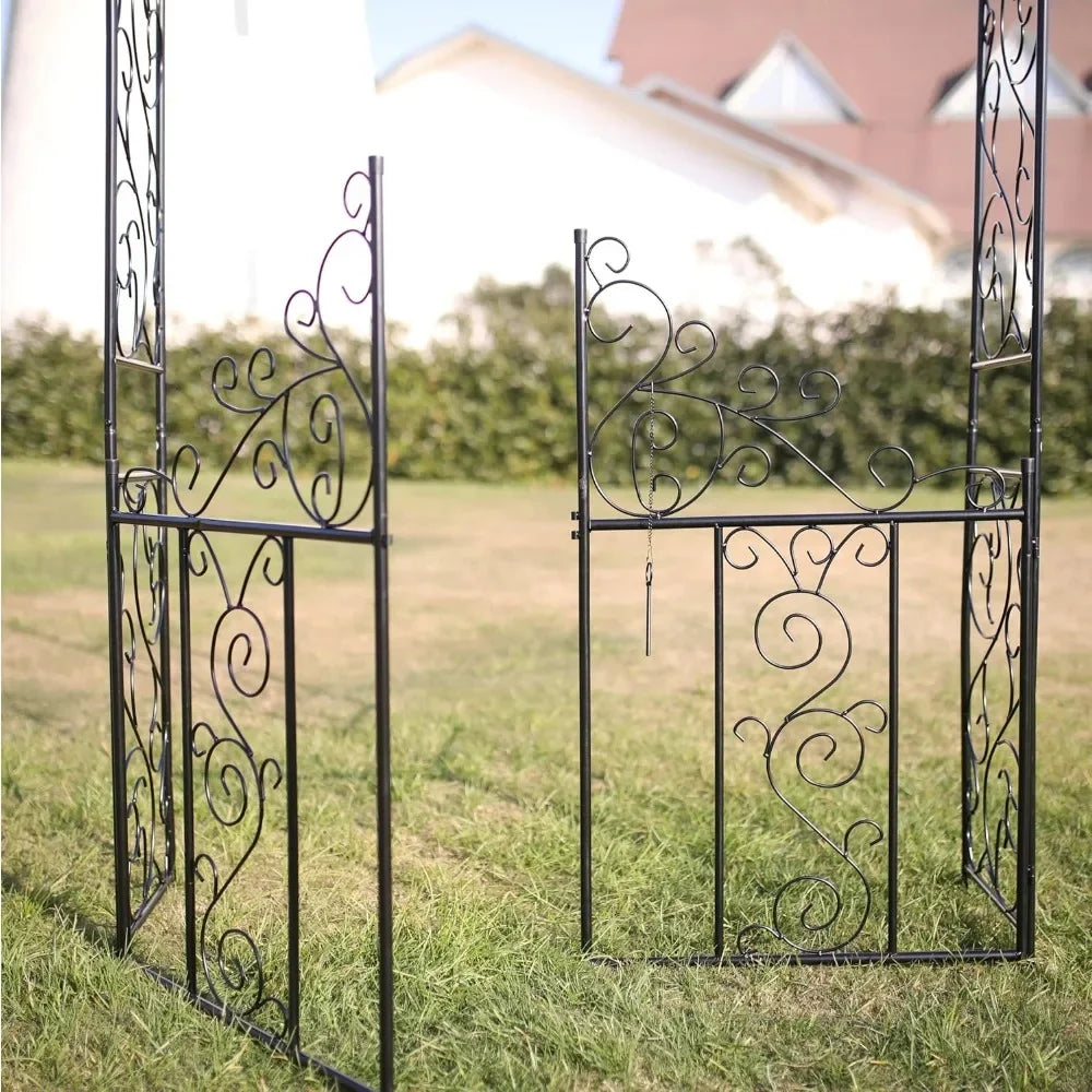 Huanyan Steel Garden Arch With Gate For Outdoor Pathways