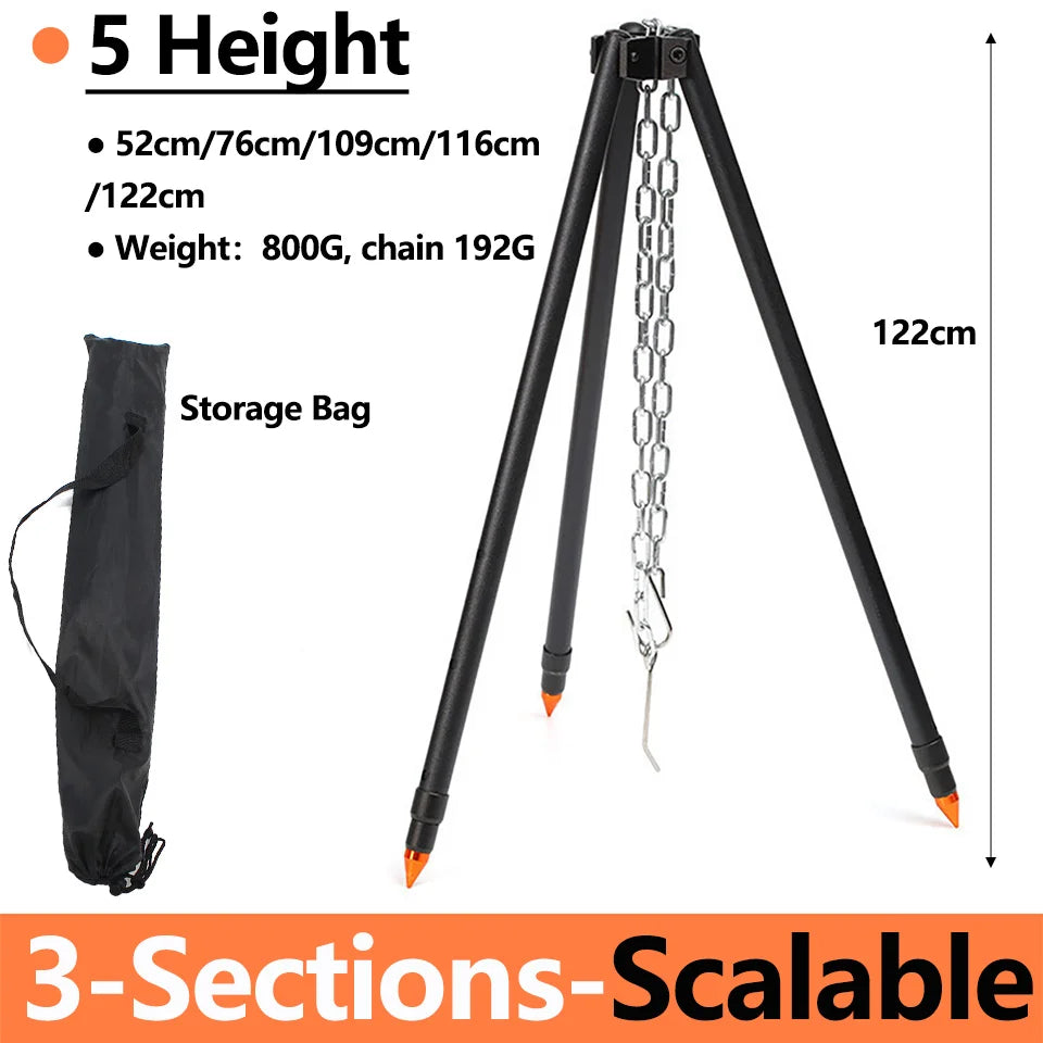Hike Mount Camping Campfire Tripod Hanging Pot Outdoor Cookware