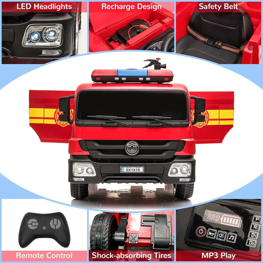 12V Ride On Fire Truck With Remote For Kids