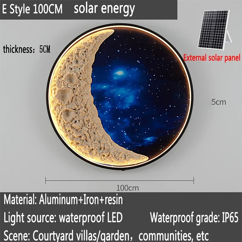 RONIN Solar Outdoor Mural Lamp 1 Meter Diameter Circular Landscape Waterproof Mural  Villa Courtyard Decoration Painting