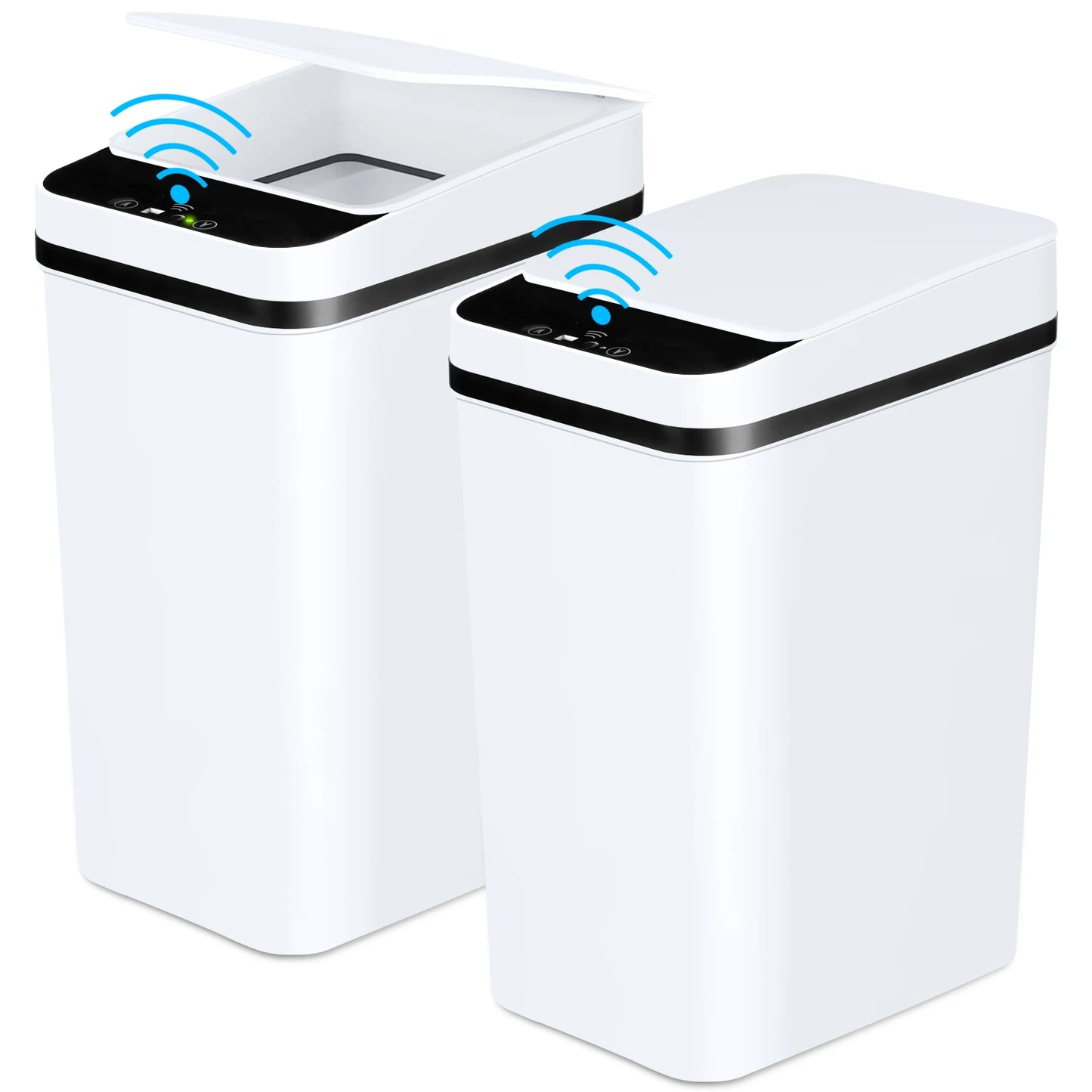 2 Pack 12L Trash Cans Motion Sensor Slim with for Lid White