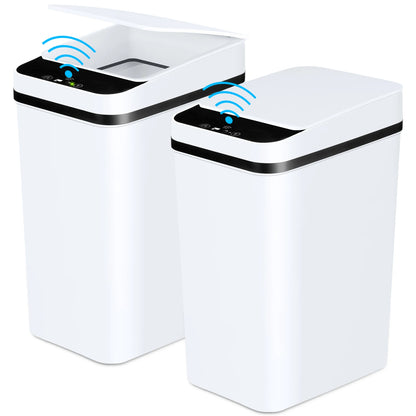 2 Pack 12L Trash Cans Motion Sensor Slim with for Lid White