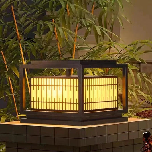 Outdoor LED Lawn Solar Lamp 85~265V Lmitated Marble Square Pillar Light 3 Color Dimmable Remote Control Steet lamp Adorn